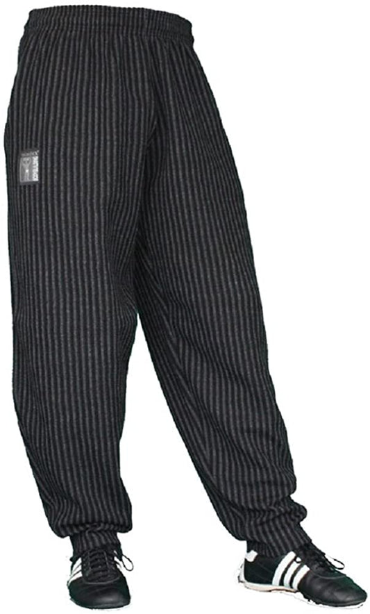 Hose, lang, schwarz grau dünn gestreift